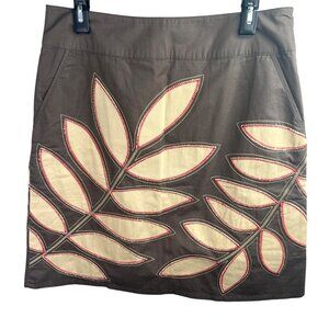 Boden Womens Cotton Embroidered Leaf Skirt A-line Knee Casual Business Boho 12R